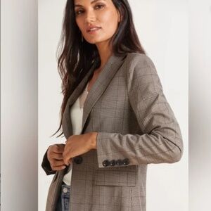 EVEREVE One Button Plaid Blazer